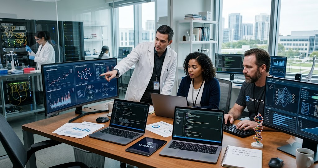 Biotech AI drug discovery platform analyzing clinical trials