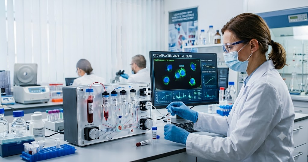 Viable CTC isolation process using automated label-free microfluidic filtration systems for next-generation liquid biopsy in 2026.